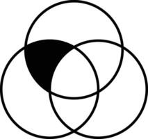 A black and white image of three circles with one of them being cut off vector