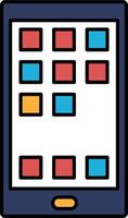 A phone with a blue background and a red and blue square on the screen vector