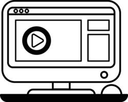 The computer monitor with a playing on it vector