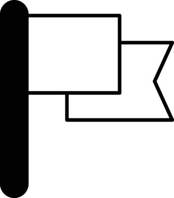 A flag with a white background and a black pole