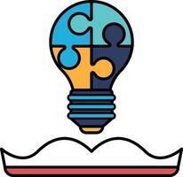 A light bulb is shown in a puzzle form vector