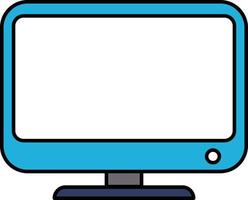 A blue computer monitor with a black keyboard vector