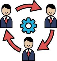A group of men are smiling and are connected by arrows vector