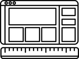 A computer monitor with a ruler next to it vector