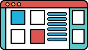 A computer monitor with a blue background and red and white squares vector