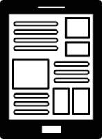 A phone with a black background and white text vector