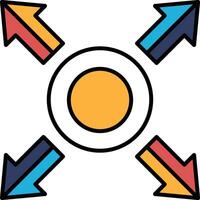 A circle with four arrows pointing in different directions vector
