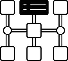 drawing of a network of boxes with circles in the middle vector