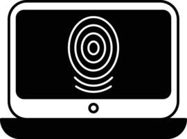 The Illustration in the concept of Laptop with fingerprint in line art style vector