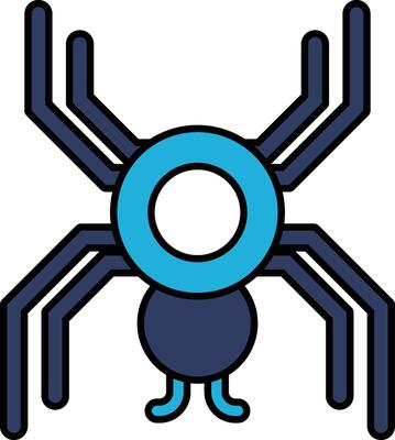 A blue and white spider with a blue circle in the middle