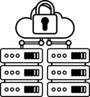 the cloud with a lock on it. The lock is on the cloud and it is surrounded by other clouds vector