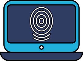 An Illustration in the concept of Laptop with fingerprint in line art style vector