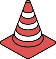 A red and white cone with a white stripe on it vector