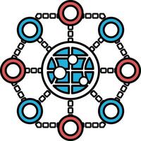 A graphic of a globe with many circles around it vector