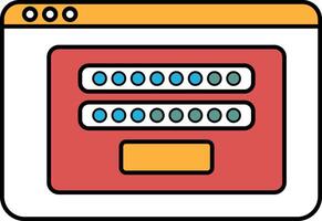 A red and orange screen with a password on it vector