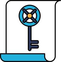 A key is shown on a piece of paper vector