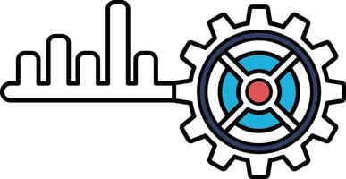A graphic of a gear with a key on the left side vector