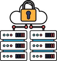 cloud with a lock on it The lock is on the cloud and it is surrounded by other clouds vector
