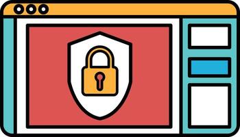 A computer screen with a red background and a yellow lock on it vector
