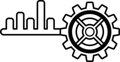 graphic of a gear with a key on the left side vector