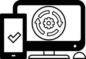 computer monitor and a cell phone are displayed side by side vector