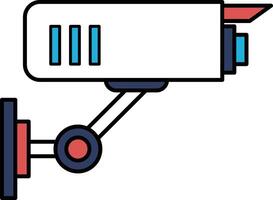 A cartoon drawing of a security camera with a red and blue frame vector