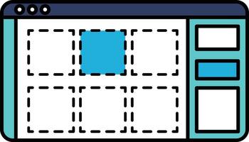 A computer monitor with a blue square in the middle of it vector
