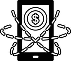 cell phone with a dollar sign on it is chained to a wall vector