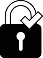 lock with a key and a check mark vector
