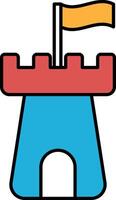 A castle with a flag on top of it vector