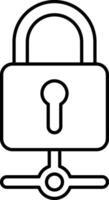 lock with a keyhole in line art style vector