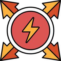 A red circle with a lightning bolt in the center vector