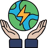 A hand holding a globe with a lightning bolt on it vector