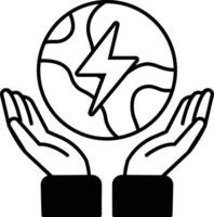 hand holding a globe with a lightning bolt on it vector