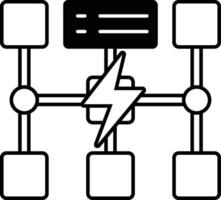 drawing of a network of wires with a lightning bolt in the middle vector