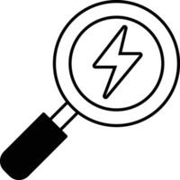 magnifying glass with a lightning bolt on it vector