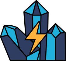A blue and yellow crystal structure with a lightning bolt in the middle vector