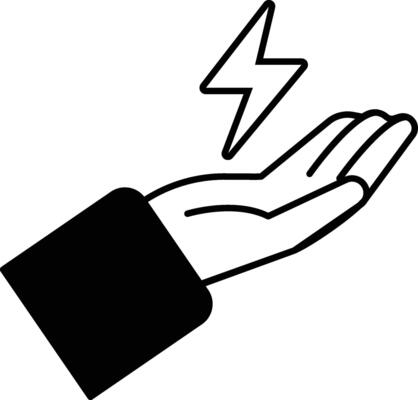 hand holding a lightning bolt