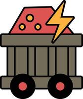 A cartoonish drawing of a train car with a red and yellow lightning bolt on it vector