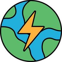 A green and blue circle with a lightning bolt in the middle vector