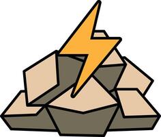 A rock pile with a lightning bolt on top vector