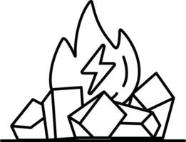 cartoon drawing of a fire with a lightning bolt in the middle vector