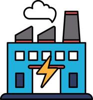 A blue building with a lightning bolt on it vector