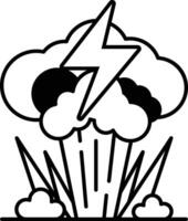 cartoon drawing of a large explosion with a lightning bolt in the middle vector