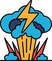 A cartoon drawing of a large explosion with a lightning bolt in the middle vector
