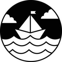 boat is floating on the water in a background vector
