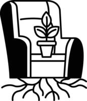 A chair with a plant in a pot on top of it vector