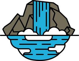 A blue waterfall is flowing into a body of water vector