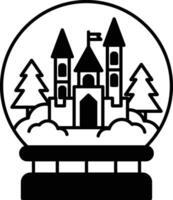 castle is shown in a snow globe with trees in the background vector