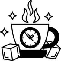 cup with a clock on it and ice cubes in the bottom vector